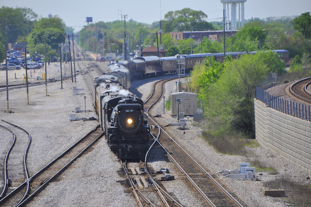 CP 4-6-4 No. 2816 and the "Final Spike Steam Tour" train arrives at Bensenville Yard on May 6, 2024. Mark Llanuza