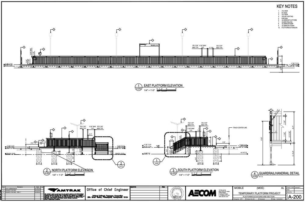 Architectural drawings of train station platform