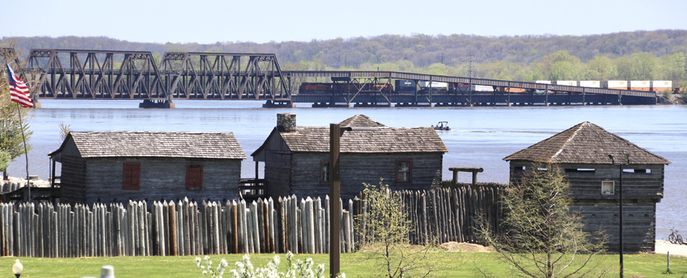 Bridge and fort next to river