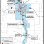 Map of proposed Fort Collins-Pueblo rail service