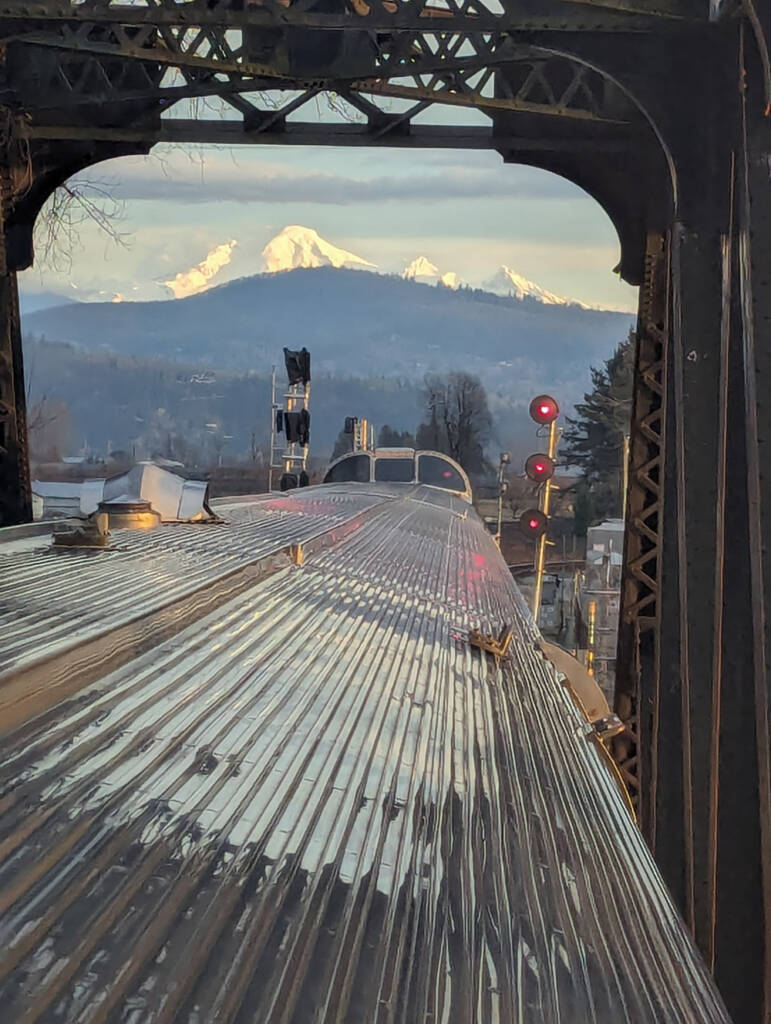 view from top of train out of tunnel
