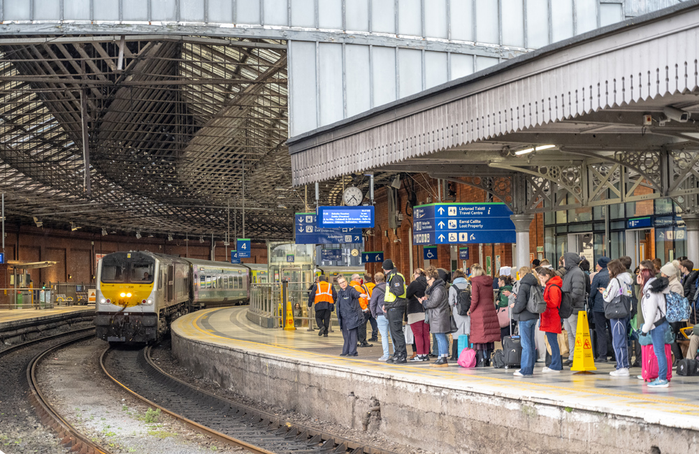 people waiting for train in Ireland