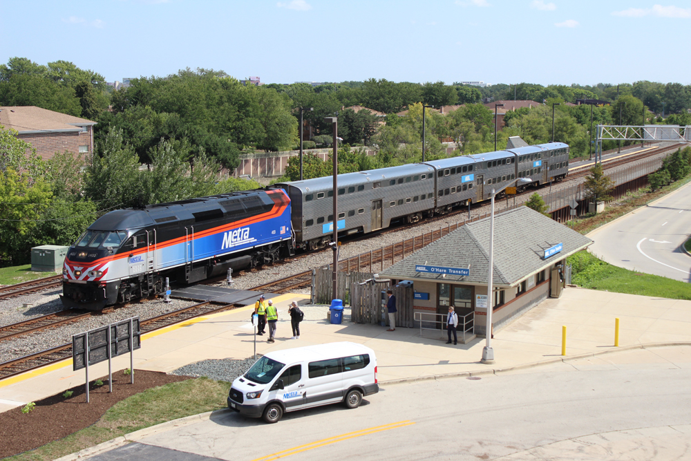 Short commuter train at station