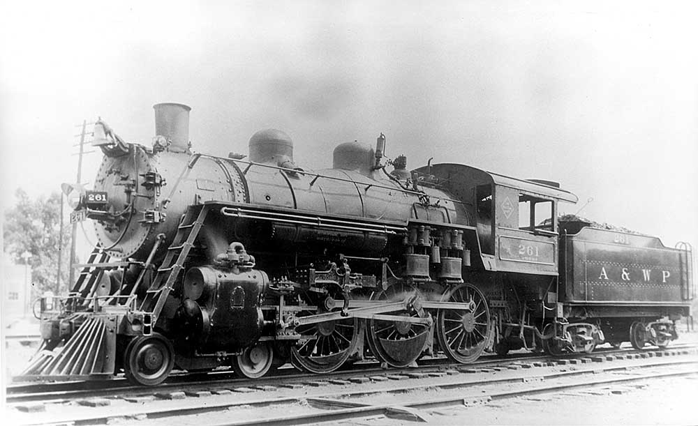 Steam Atlanta & West Point locomotives resting without train