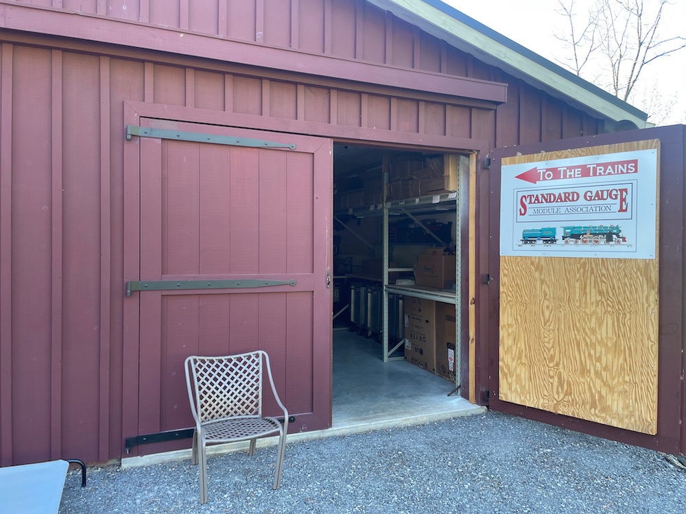 red building with open door