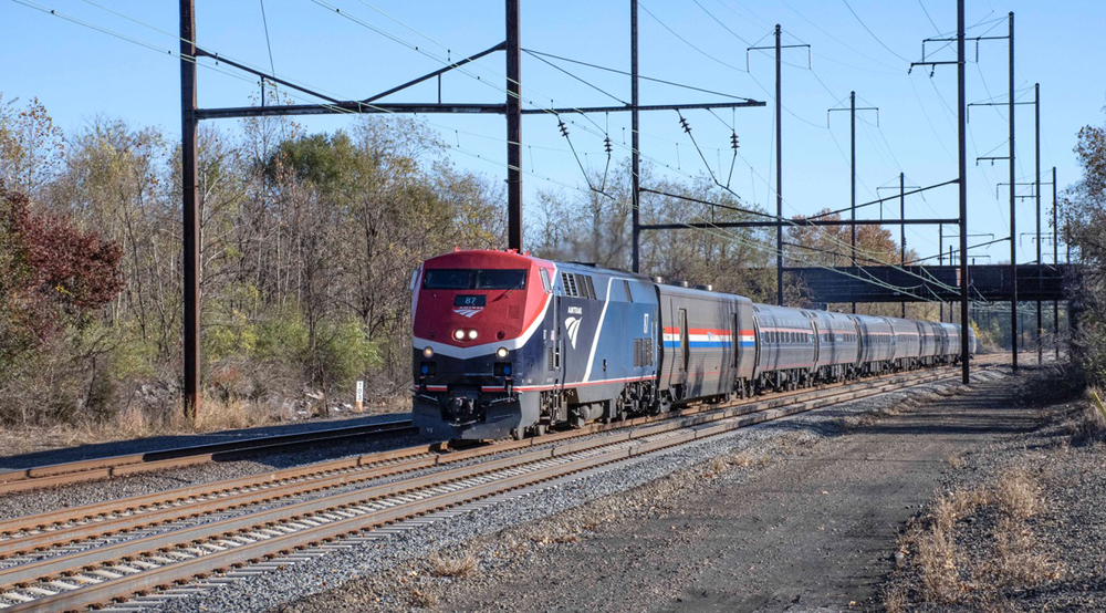 Passenger train on newly rebuilt track