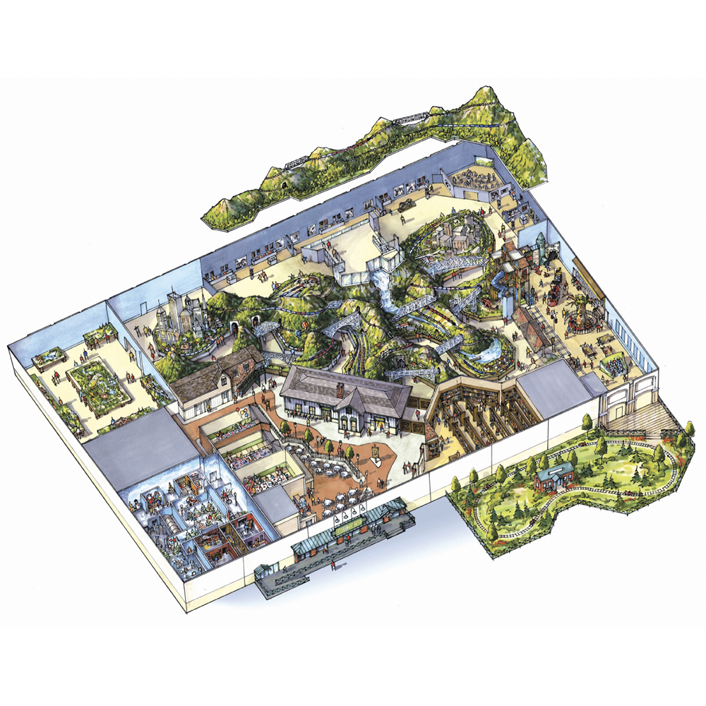 A cross section illustration of EnterTRAINment Junction