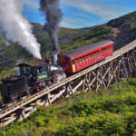 steam train going down on steep tracks
