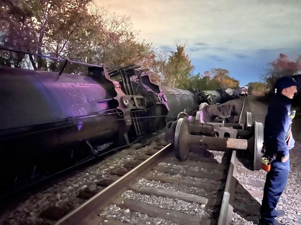 Overturned tank cars