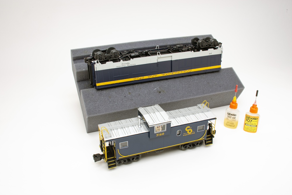 Model of modern rolling stock with maintenance kit.
