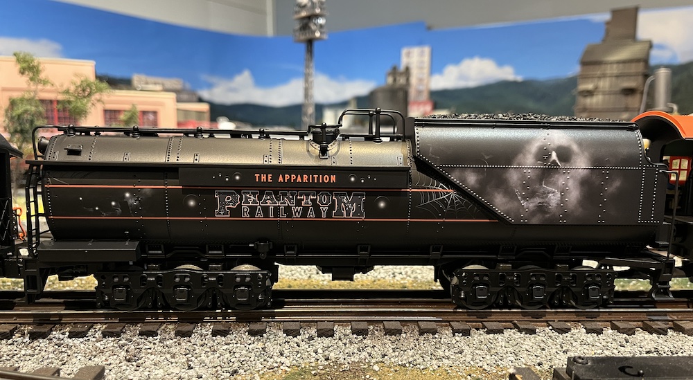 model tender with Halloween graphics