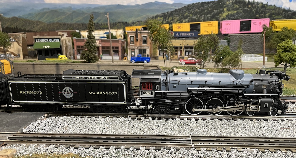 steam locomotive on layout