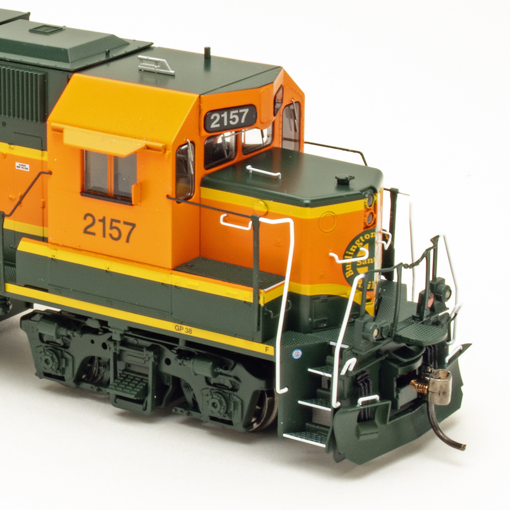 Color photo showing nose of HO scale diesel locomotive.