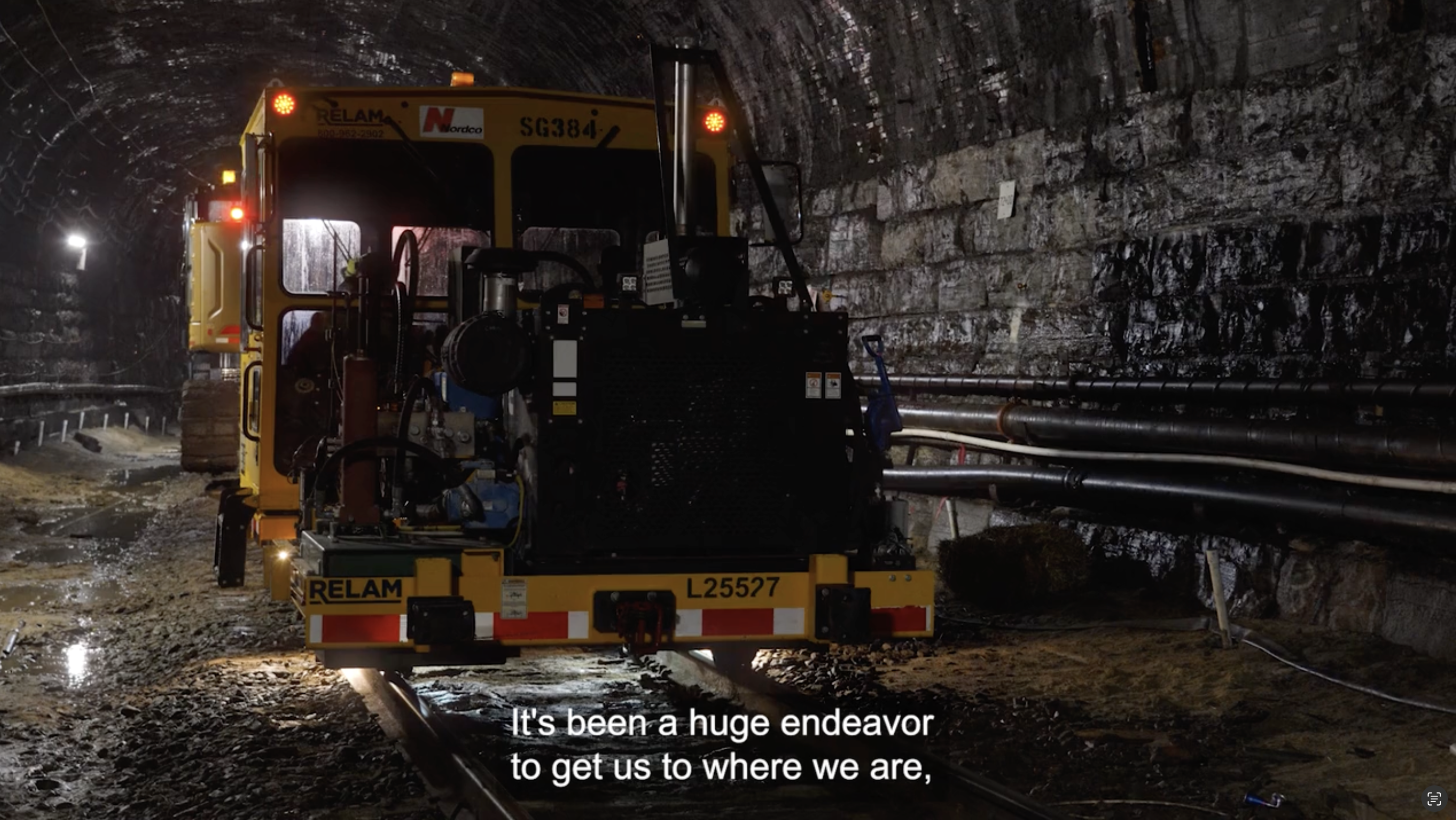Construction machines in tunnel.
