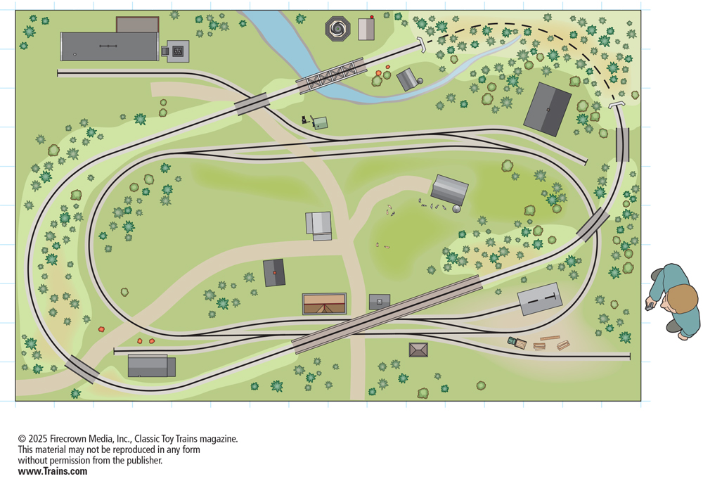 A toy train layout track plan