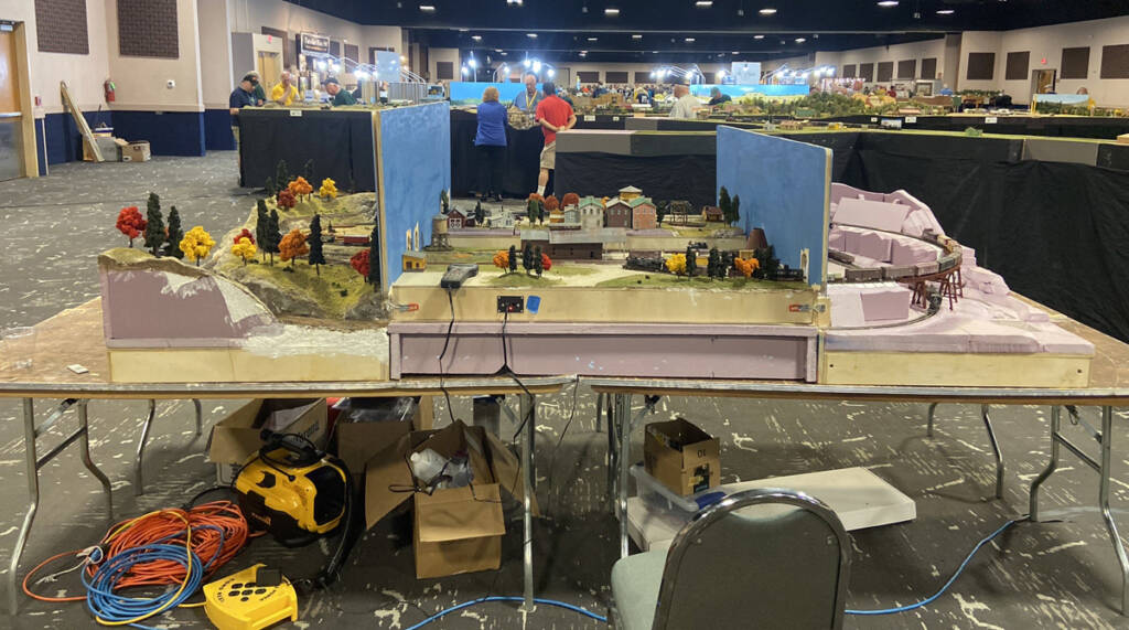 A model railroad layout assembled at a convention center