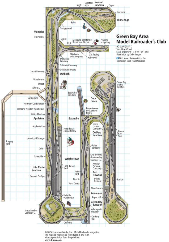 The track plan for the Green Bay Area Model Railroader Club layout