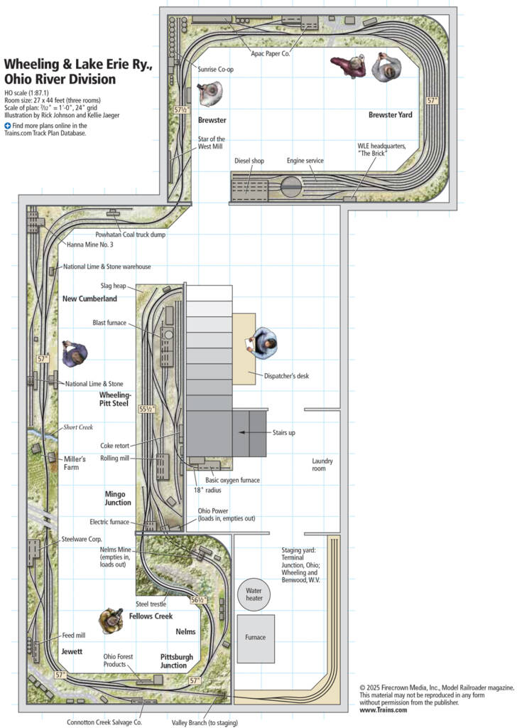 The track plan for the Wheeling & Lake Erie Ohio River Division layout
