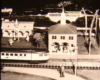 Black and white image on toy train layout