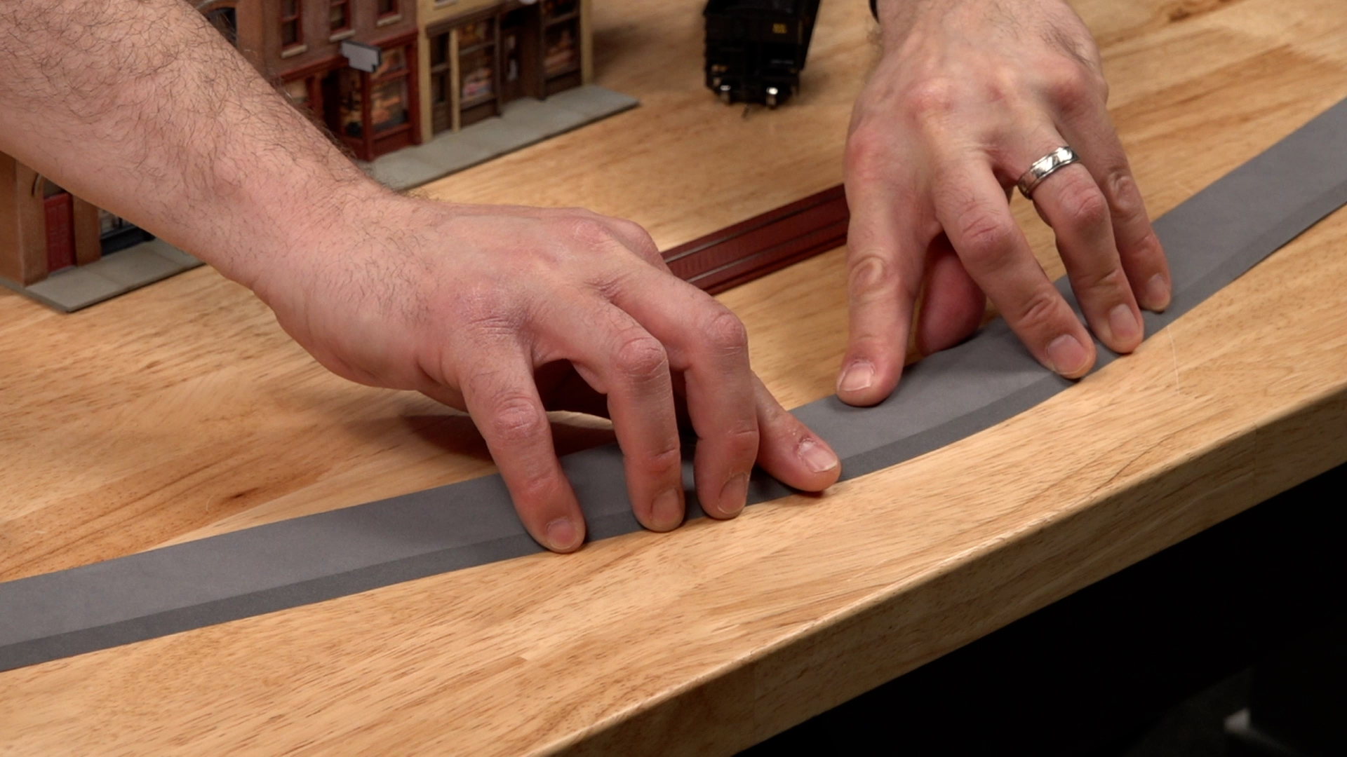 Close-up of foam roadbed.