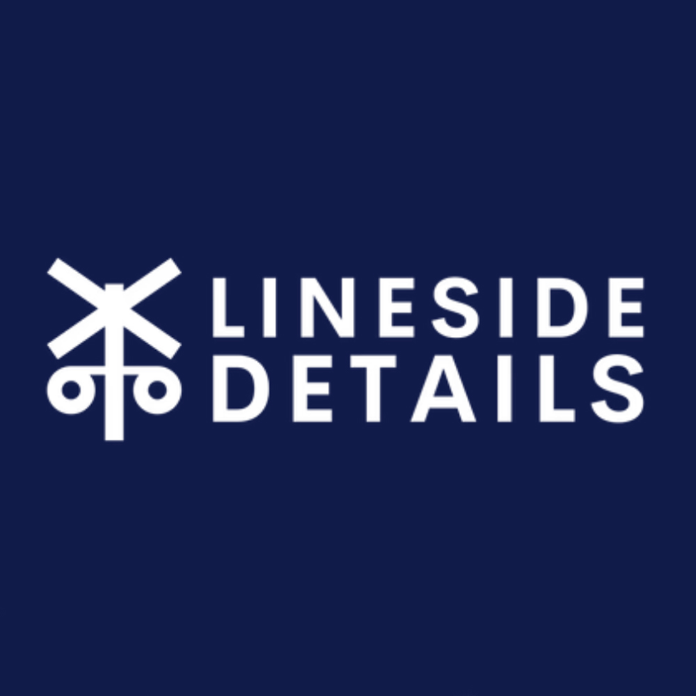 The logo for Lineside Details against a navy blue background