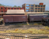 HO scale boxcars at a loading dock