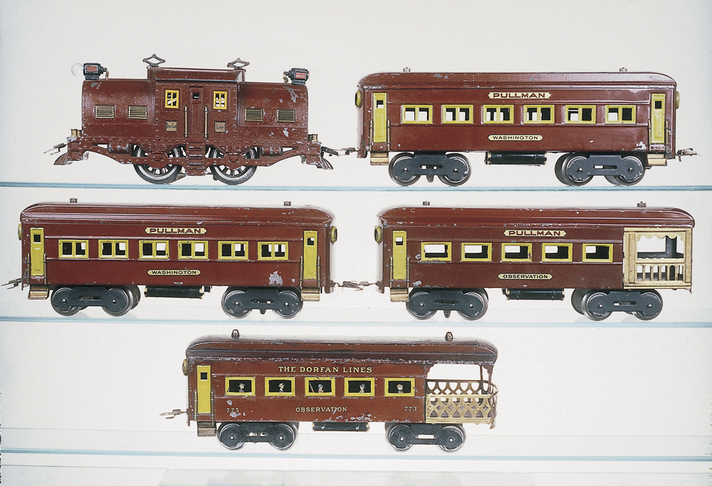 maroon model train set