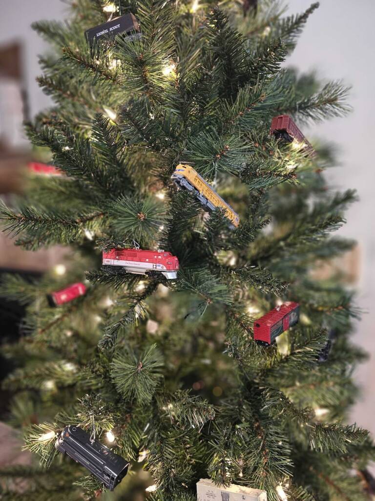 Christmas tree with ornaments on it