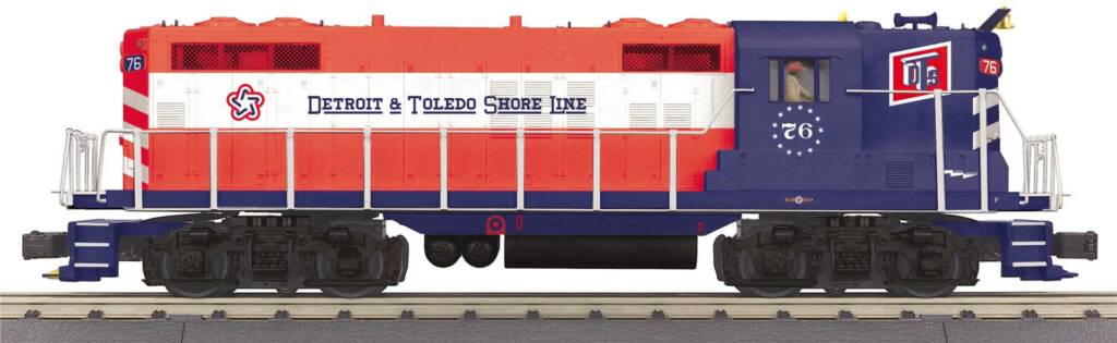 red, white, and blue locomotive