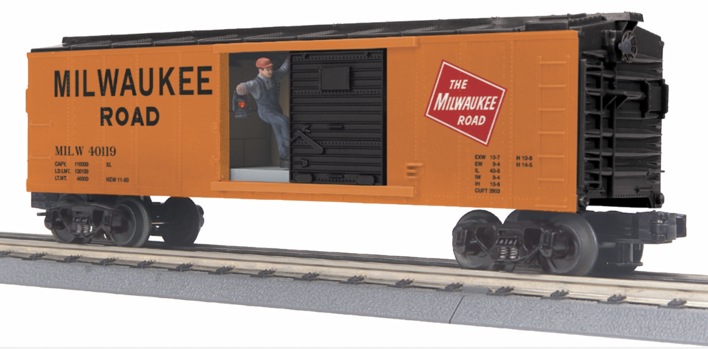 orange and black model boxcar