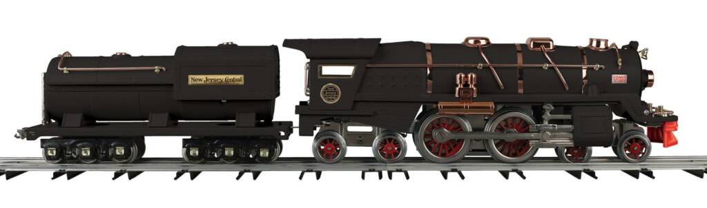 black and red model steam locomotive
