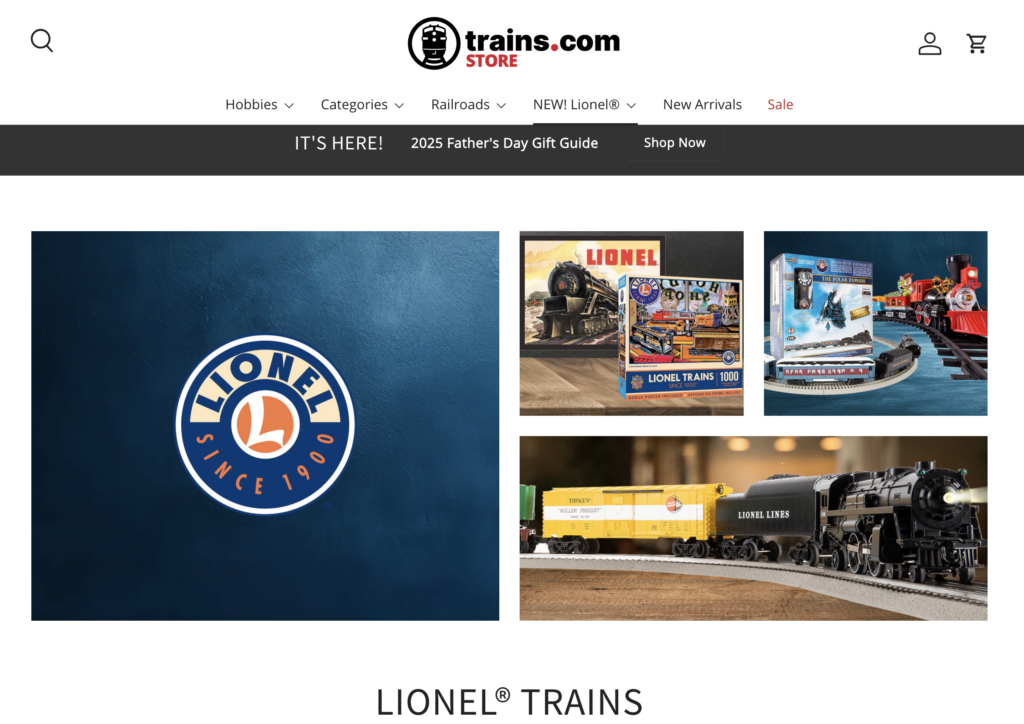screenshot of website