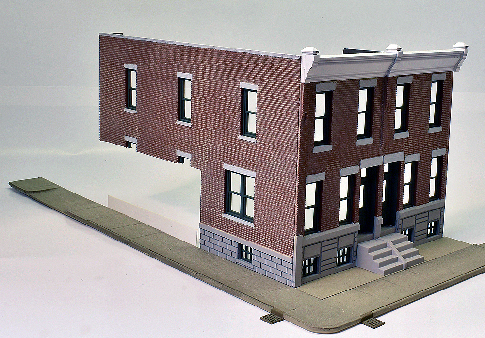 Walthers Row House kit turned into background building