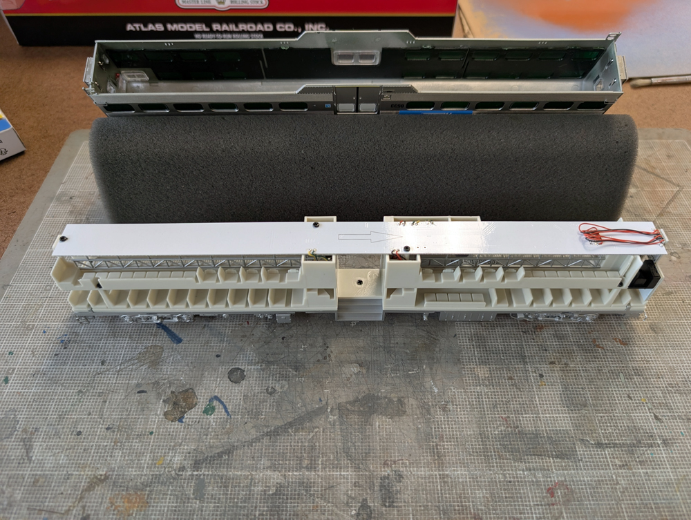 The interior of an HO scale passenger car