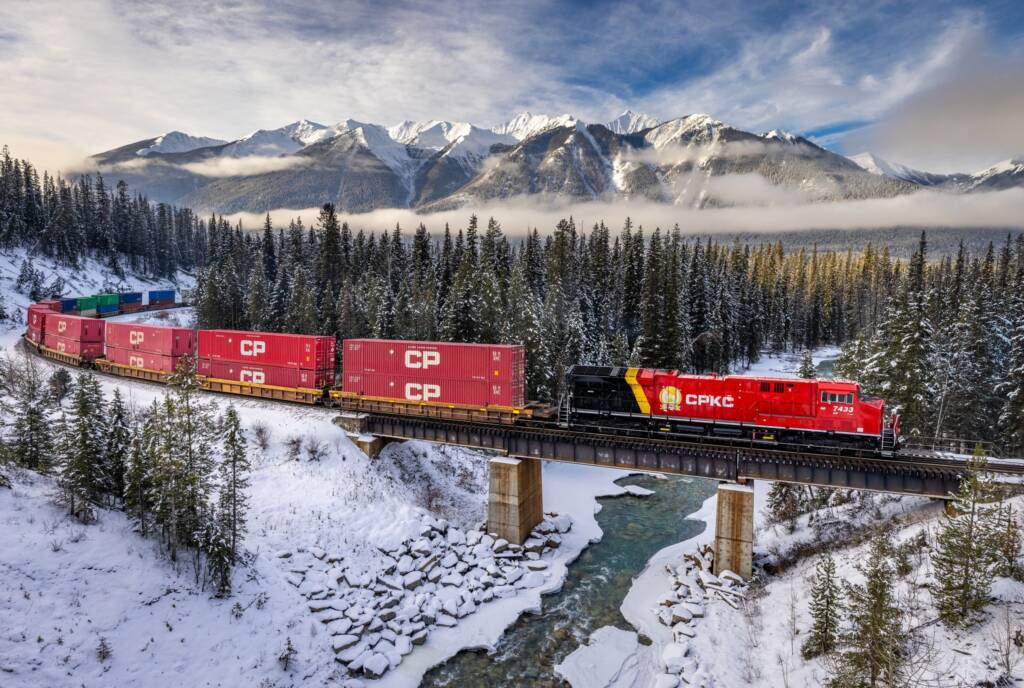 CPKC train in Canadian Rockies
