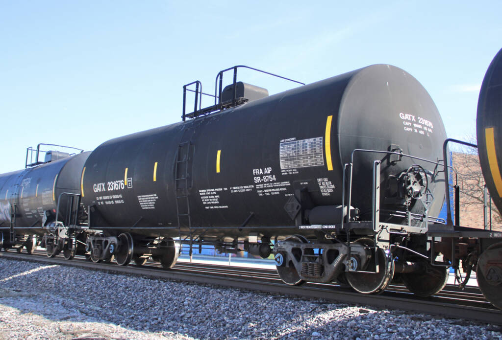 Black GATX railroad tank car