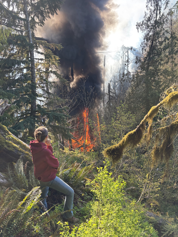 Woman looking at fire