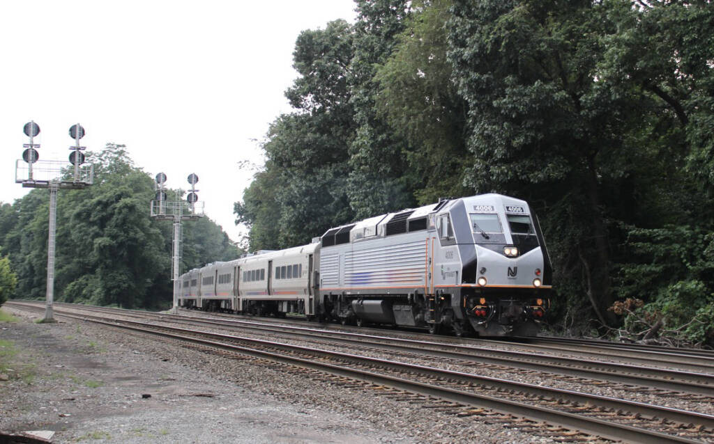 Commuter train at junction