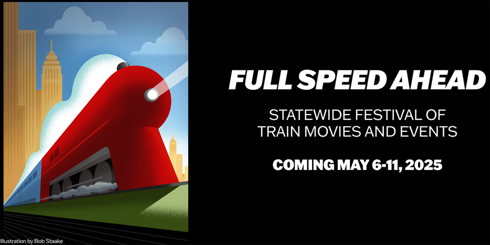 Logo for "Full Speed Ahead" train celebration in Maine