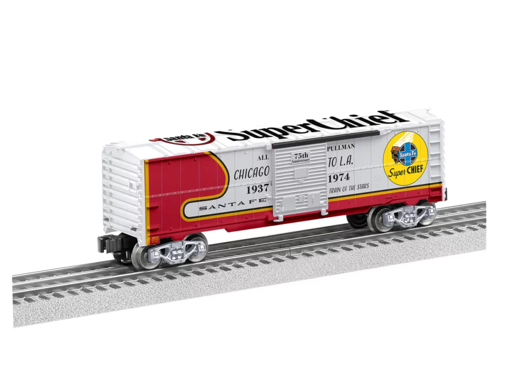 red and silver model boxcar