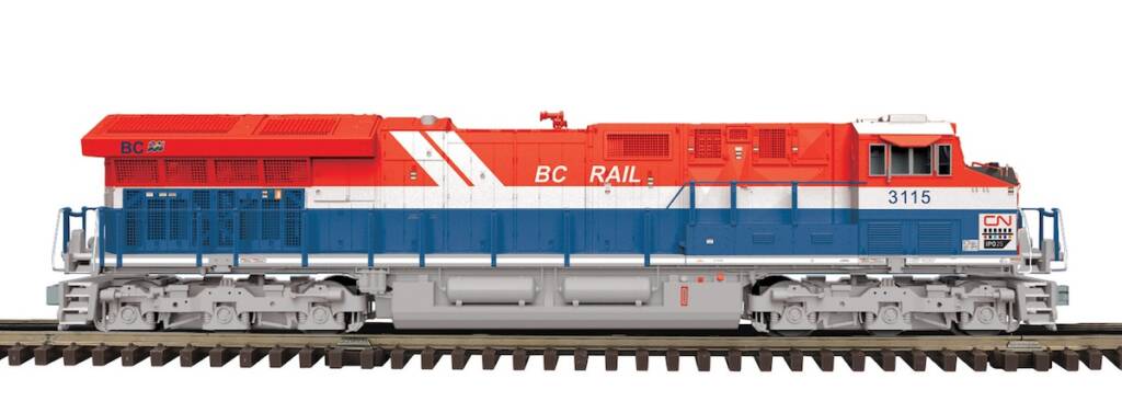 red, white, and blue model locomotive
