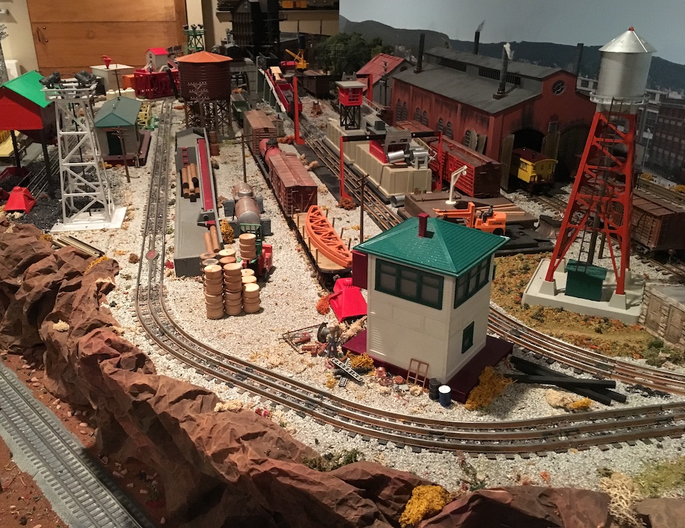 freight yard on toy train layout