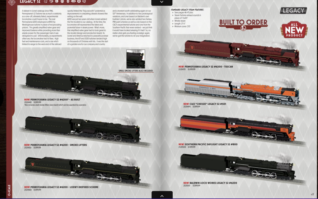 page of catalog with model trains