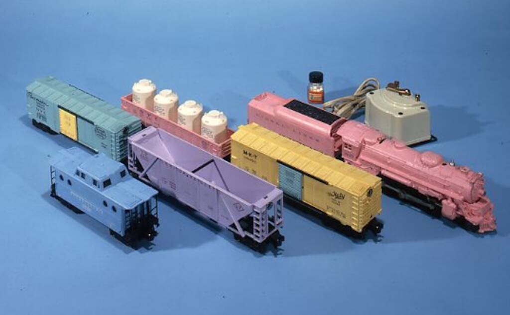 model train set in pastel colors