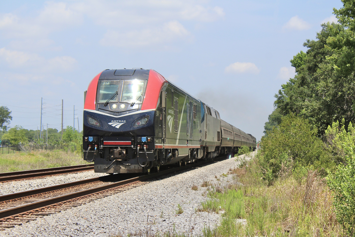 Passenger train with Charger locomotive