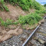 Mudslide along railroad tracks