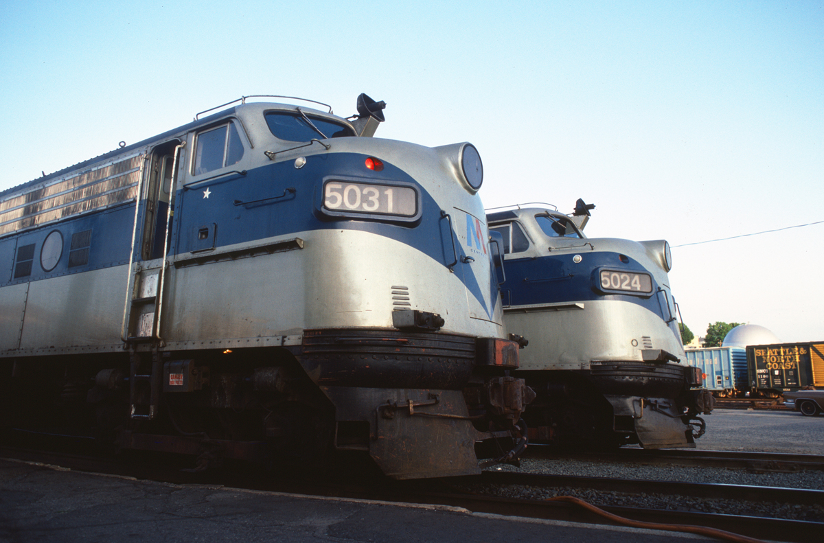 Two blue and silver F units