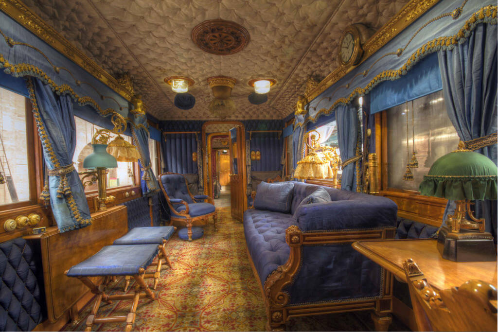 Interior of lavish private passenger railcar