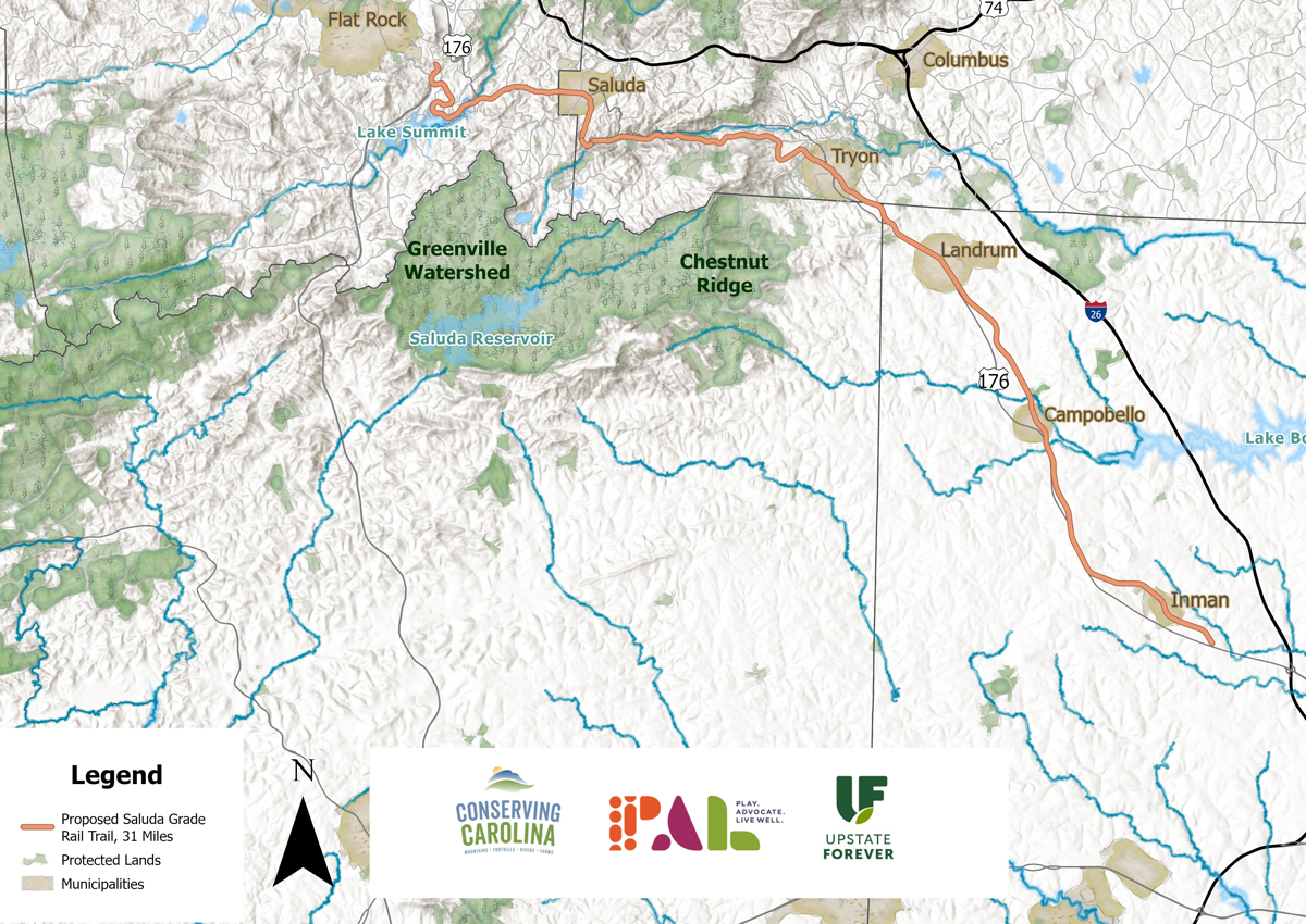 Map of planned Saluda Grade Trail