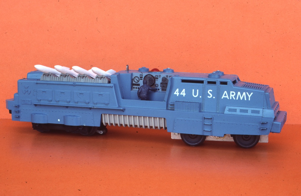 blue and white model locomotive